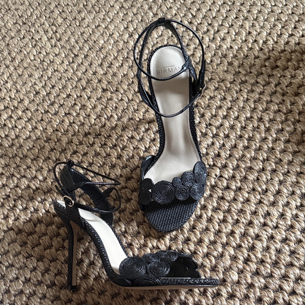 Alexandre Birman raffia Black Strappy Heels, size 39, new